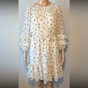 Simply Vera Women's Dress Size S Chiffon Lined Ruffle A-Line Pullover 1/2 Button